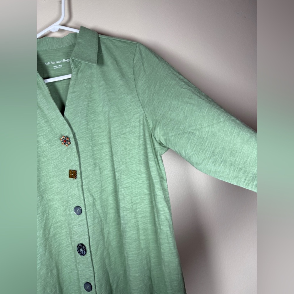 Soft Surroundings Danielle ¾ Sleeve Cotton Maxi Dress Size LP Teacher Office - Picture 11 of 16